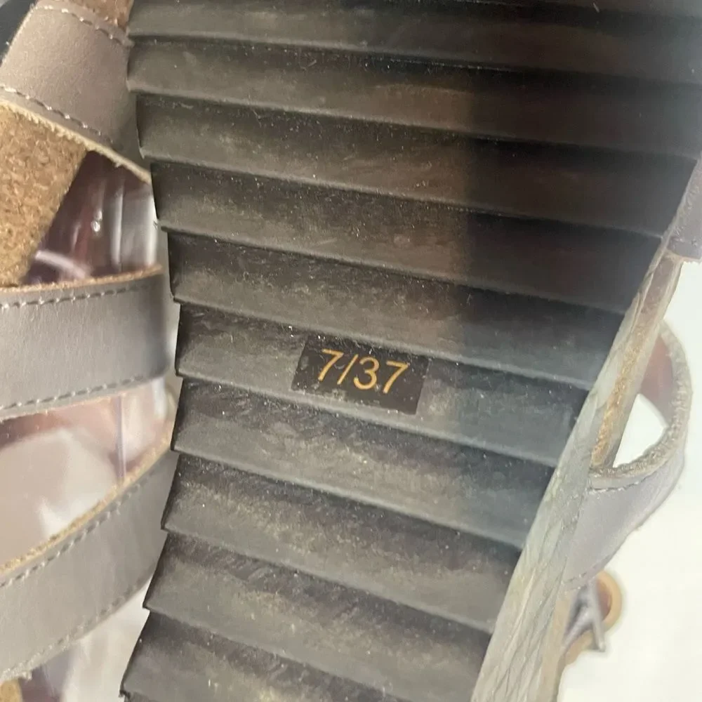 Mark Jenkins grey wedge sandals, size 7/37